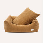 Corduroy comfortbed met verhoogde rand Caramel