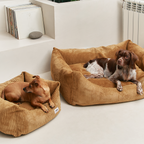 Corduroy comfortbed met verhoogde rand Caramel