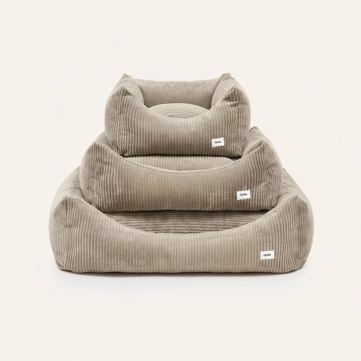 Corduroy comfortbed met verhoogde rand Beige