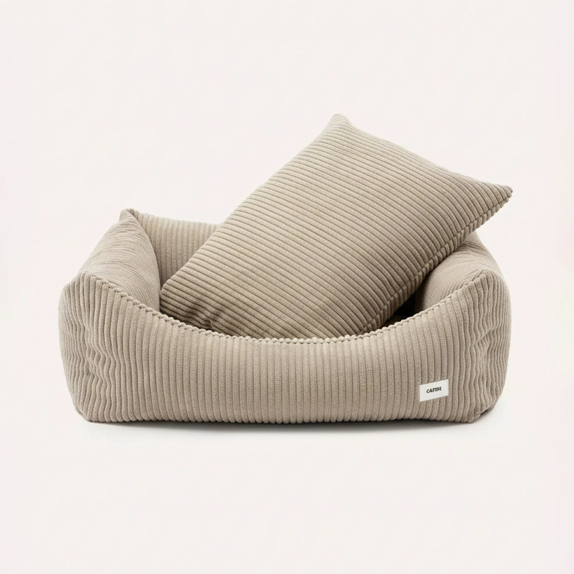 Corduroy comfortbed met verhoogde rand Beige