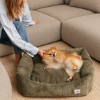 Corduroy comfortbed met verhoogde rand Groen