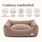 Corduroy comfortbed met verhoogde rand Mokka