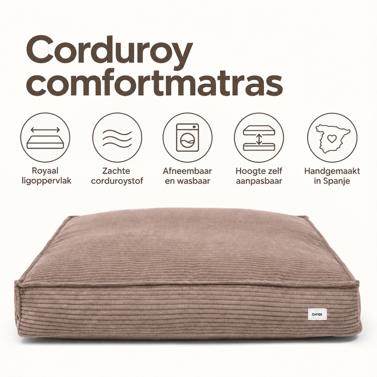 Corduroy comfortmatras Mokka