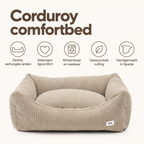Corduroy comfortbed met verhoogde rand Beige