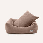 Corduroy comfortbed met verhoogde rand Mokka