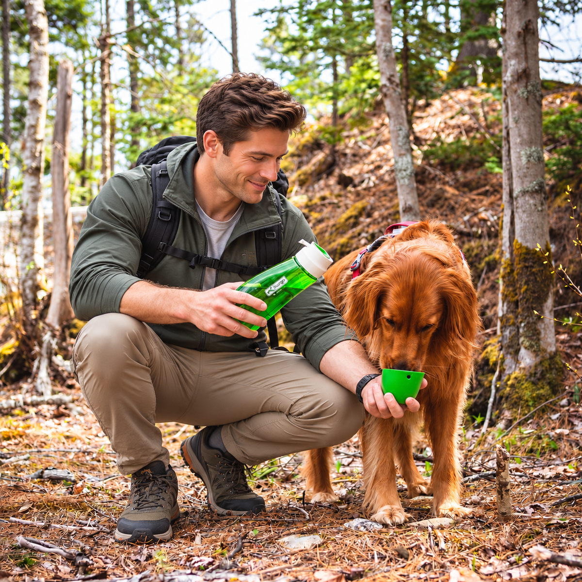 Kurgo H2O drinkfles met drinkbakje – groen