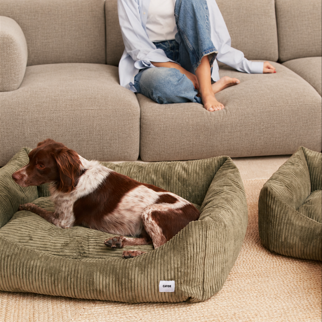 Corduroy comfortbed met verhoogde rand Groen