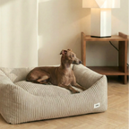 Corduroy comfortbed met verhoogde rand Beige