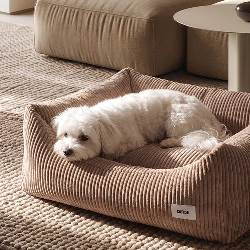 Corduroy comfortbed met verhoogde rand Mokka