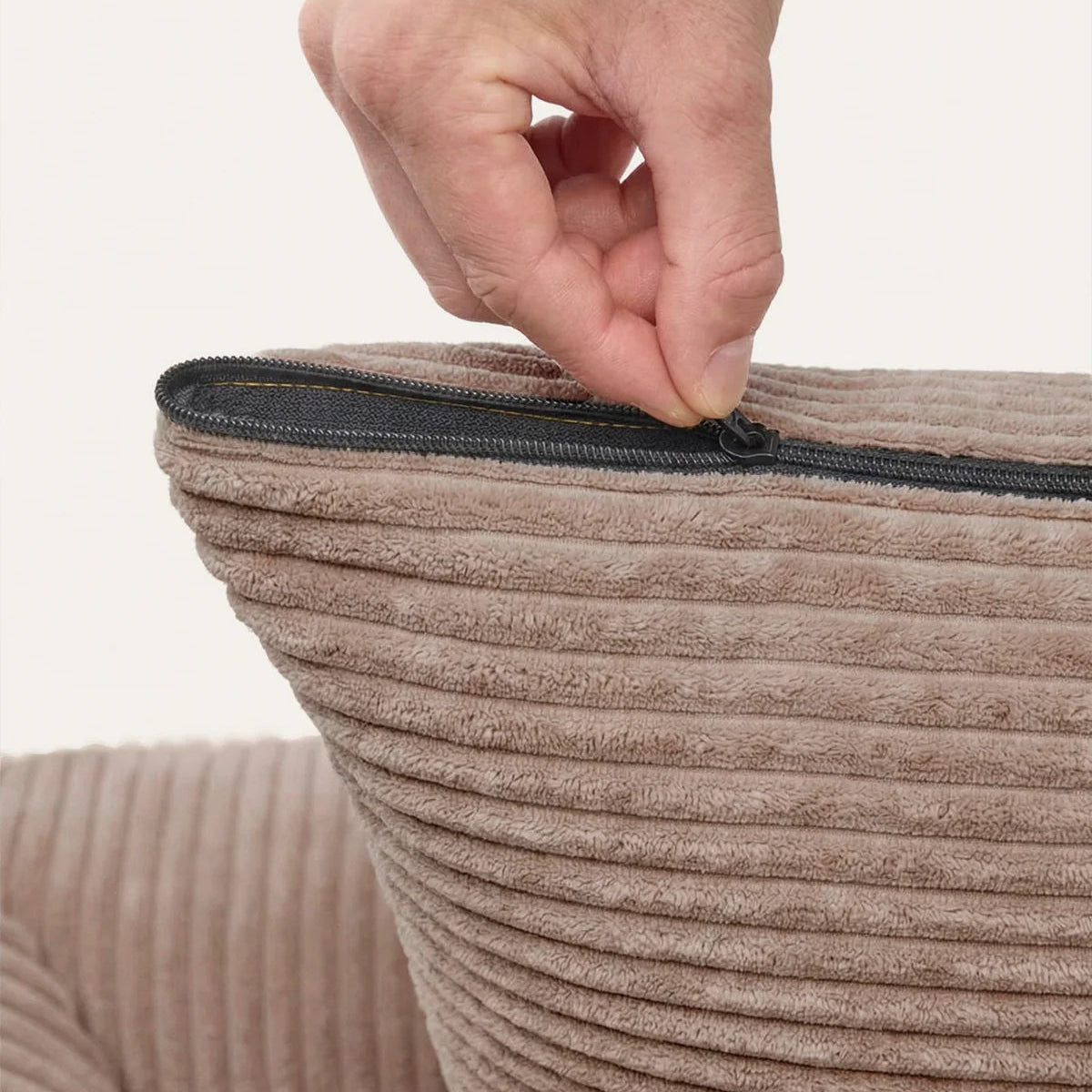 Corduroy comfortbed met verhoogde rand Mokka